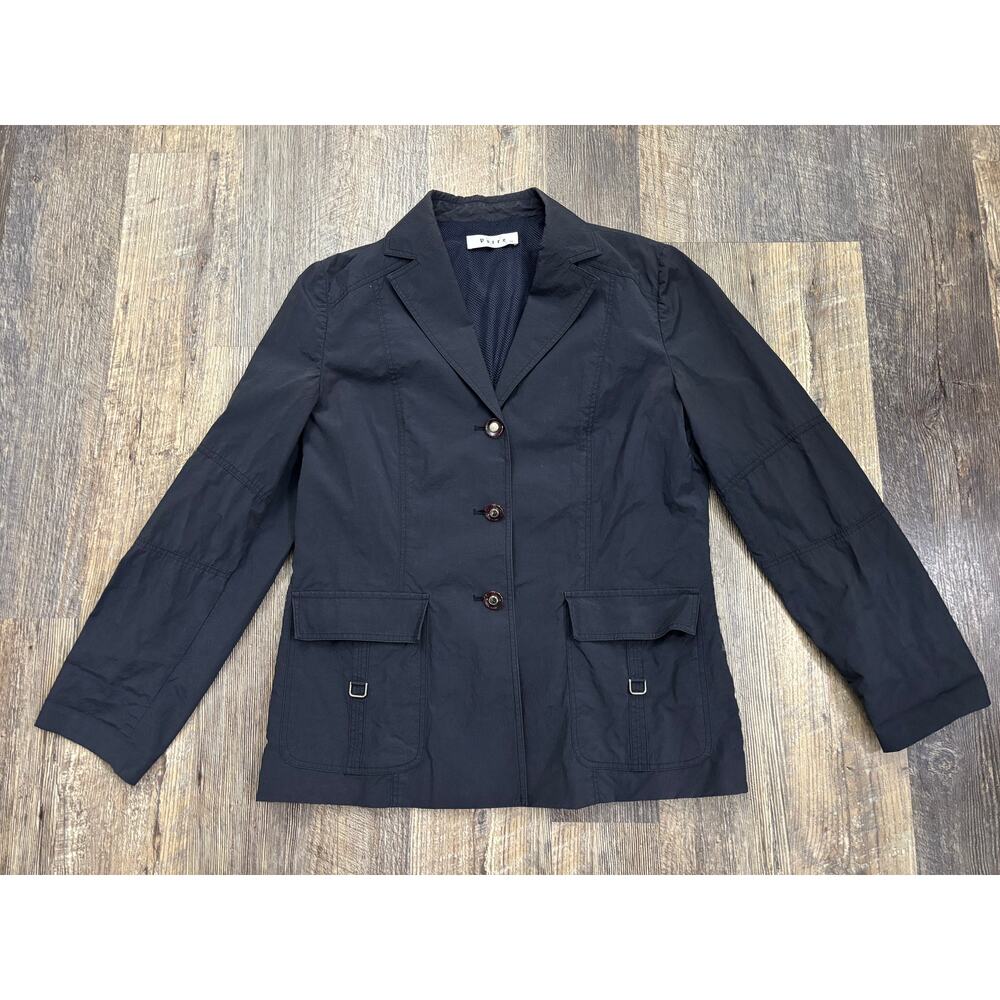 Votre Women Dark Navy Blue Utility Blazer Mesh Lined Tech‎ Jacket Size 88